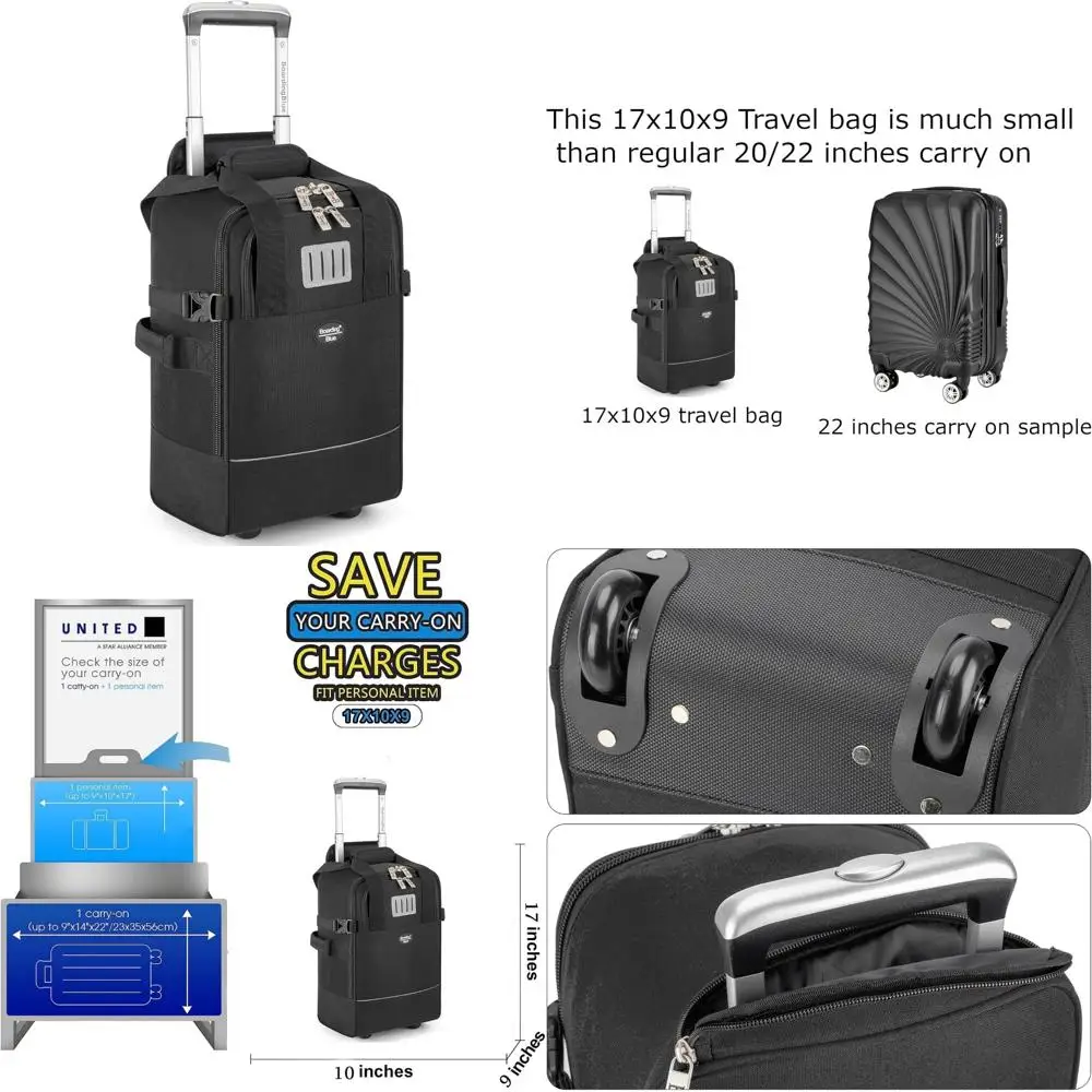 حقيبة منتج شخصية مدمجة مقاس 17 × 10 × 9 بوصة للسفر تحت المقعد على الخطوط الجوية الرئيسية، مثالية للحمل المعتمد لشركات الطيران #1