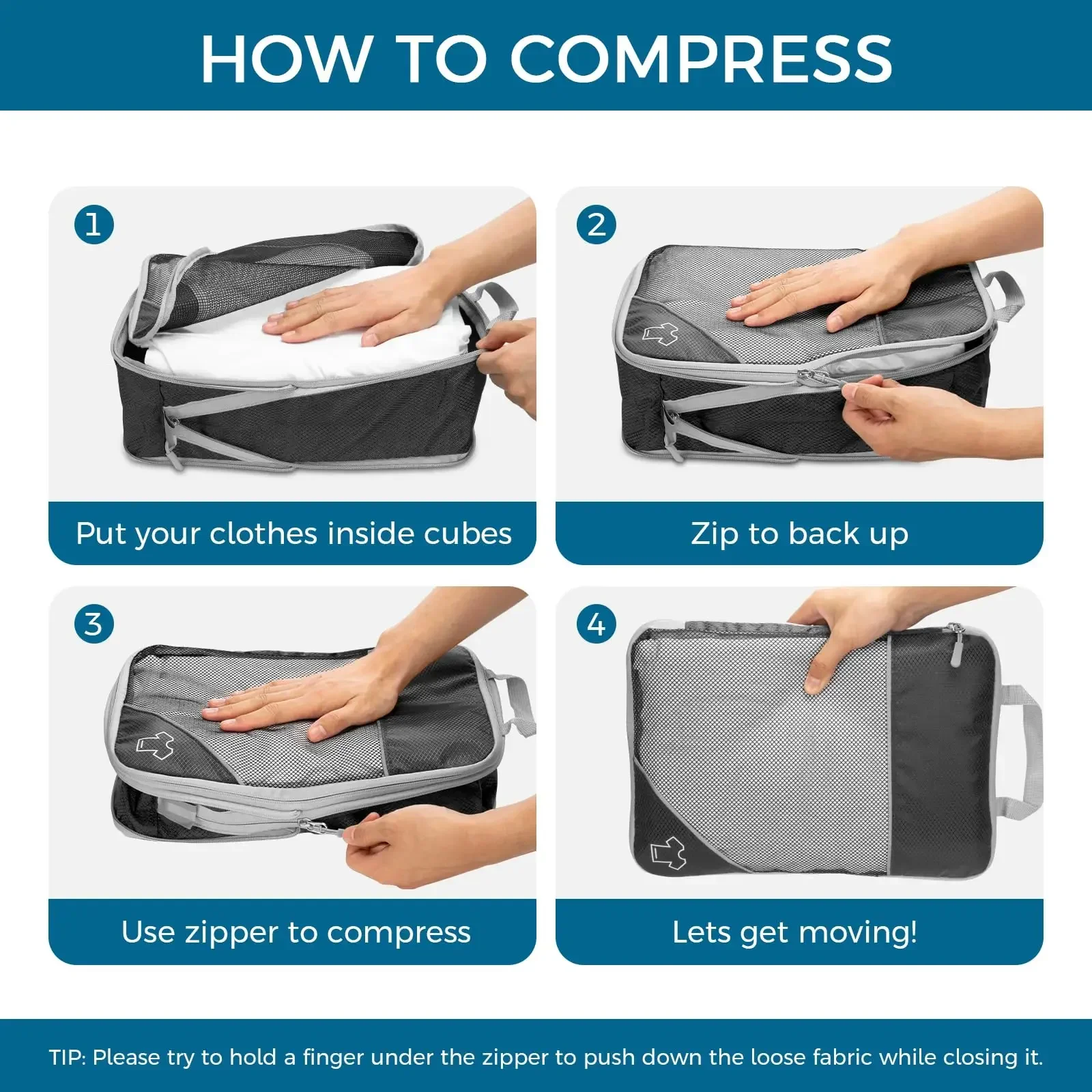 5-6PCS Compressed Packing Cubes Travel Storage Set With Shoe Bag Mesh Visual Luggage Organizer Portable Lightweight Suitcase Bag