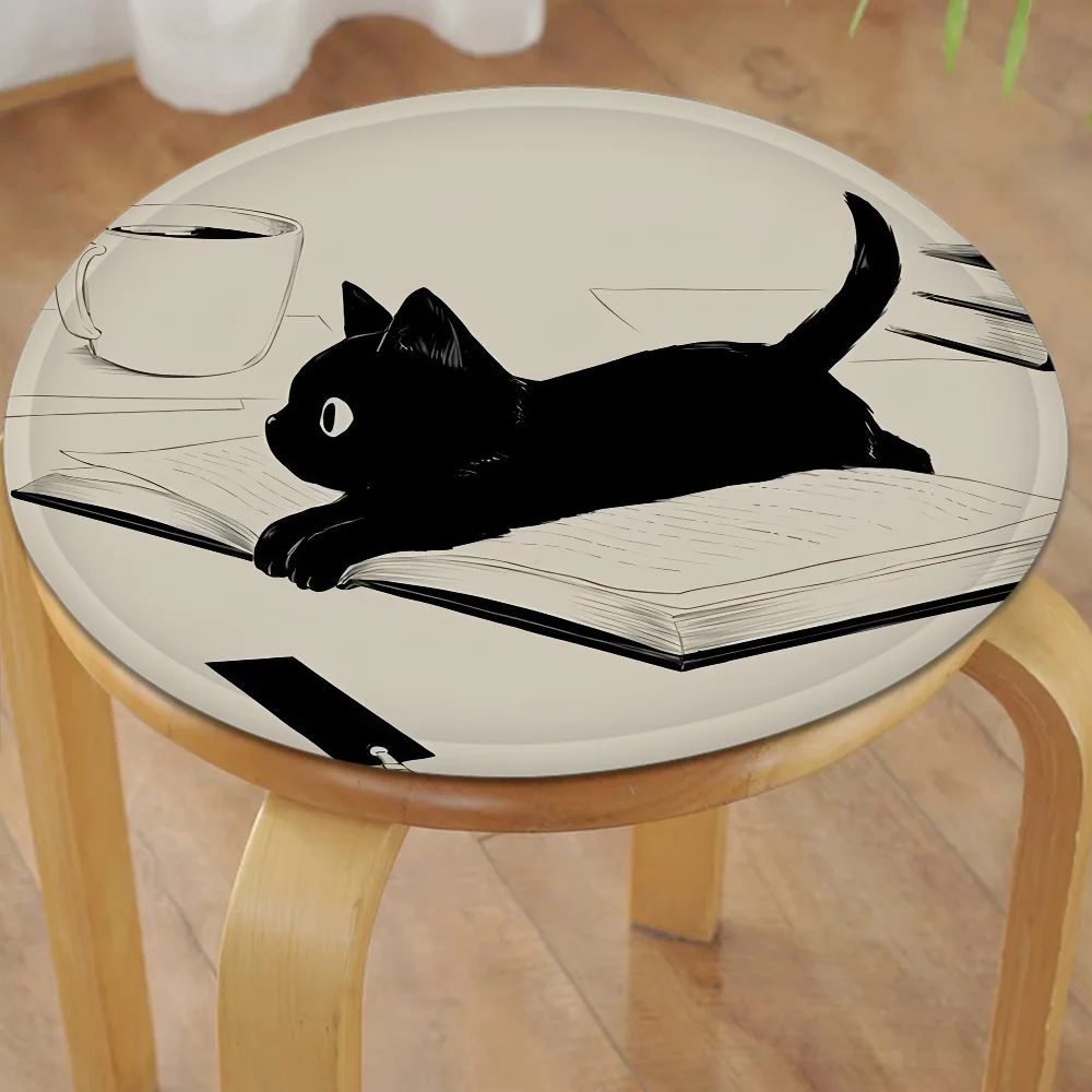 Black Cat Tie Rope Dining Chair Cushion Circular Decoration Seat For Office Desk Cushions Home Decor