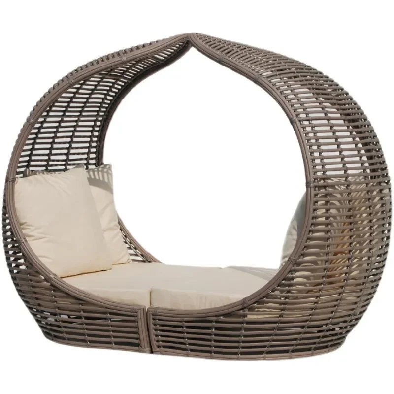Outdoor Rattan Birdcage Bed Wicker Nest Lounger for Garden Patio Poolside Beach Leisure Hanging Swing Sofa Furniture