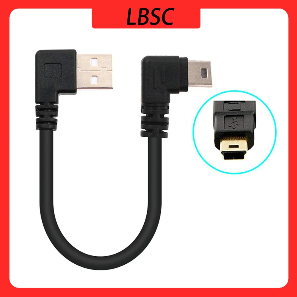 Krótki kabel USB 2.0 typ A męski na Mini B kabel do ładowarki USB, podwójny kąt prosty 90 stopni 5 złoty Pin Plated 25CM