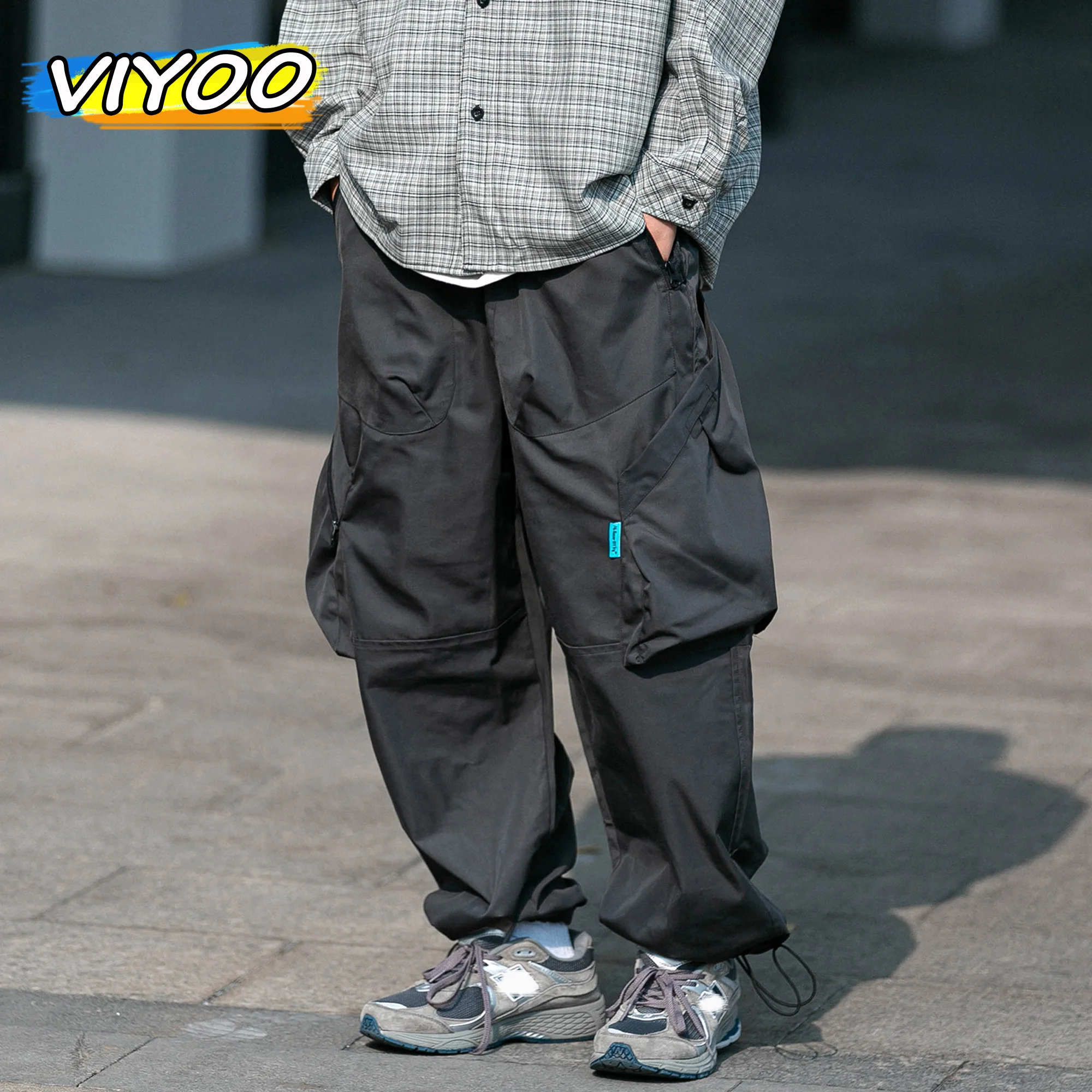 Men's Pocket Jumper Cargo Pants Trousers Jogger Wide Leg Trousers Casual Gothic Sweatpants Streetwear New Pants Techwear Men