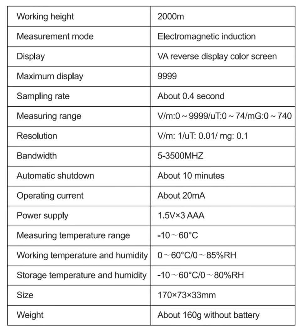 EMF01 Detektor für elektromagnetische Strahlung, hochpräzises EMF-Messgerät, Messgerät für elektromagnetische Wellenstrahlung im Haushalt – Detail 3