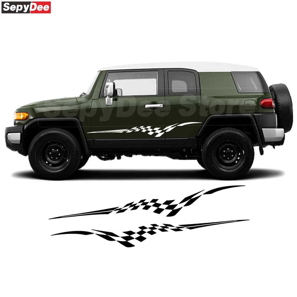 

2 шт. клетчатая графическая наклейка на боковую полоску автомобиля для Toyota FJ Cruiser виниловая наклейка автомобильные аксессуары