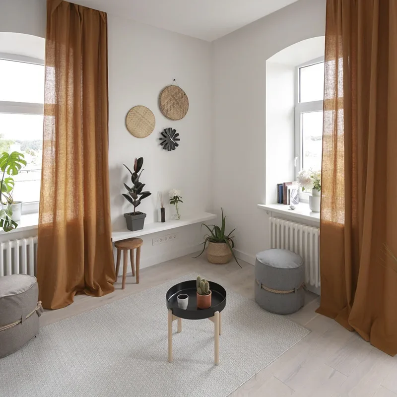 100 % Leinen-Vorhang für Wohnzimmer, Stein gewaschenes Leinen, Flachs, Schlafzimmer-Vorhang, Fenstervorhänge für Schlafzimmer, Küche, Vorhänge für Kinder