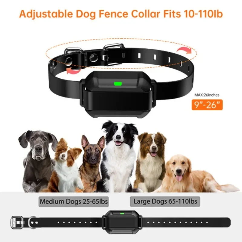 3in1 High Precision Radar Wireless Fence System Up to 1 Acre, Real-Time Distance Monitoring, Indoors Outdoor For Dogs 20-110lbs
