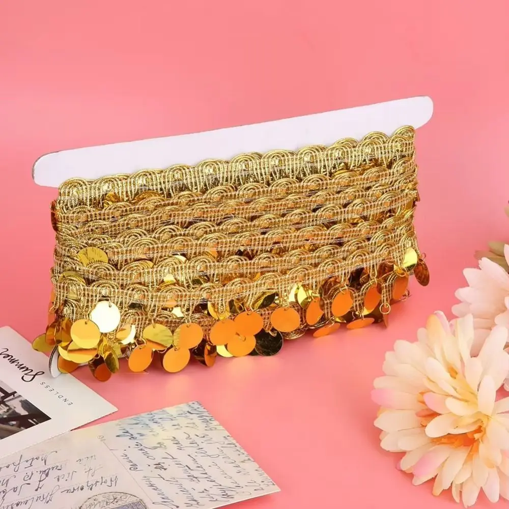 

Creative Belly Dance Waist Chain Golden Pendant DIY Sewing Sequins Lace Trim Handmade Shiny Tassel Sequins Waist Chain