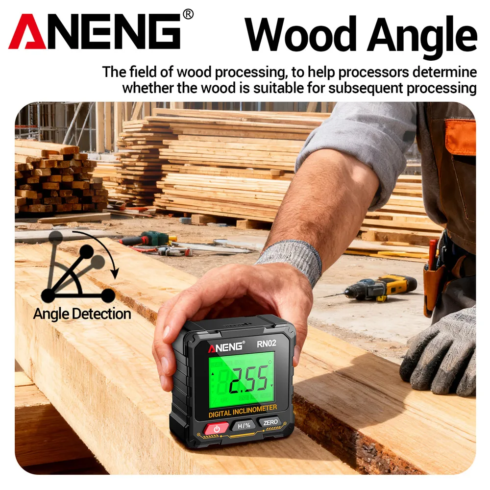مقياس الميل بالليزر الأحمر ANENG RN01/RN02/RN03 مقياس زاوية المغناطيس صندوق المستوى الإلكتروني حاكم الخلفية المنقلة أدوات النجارة #4