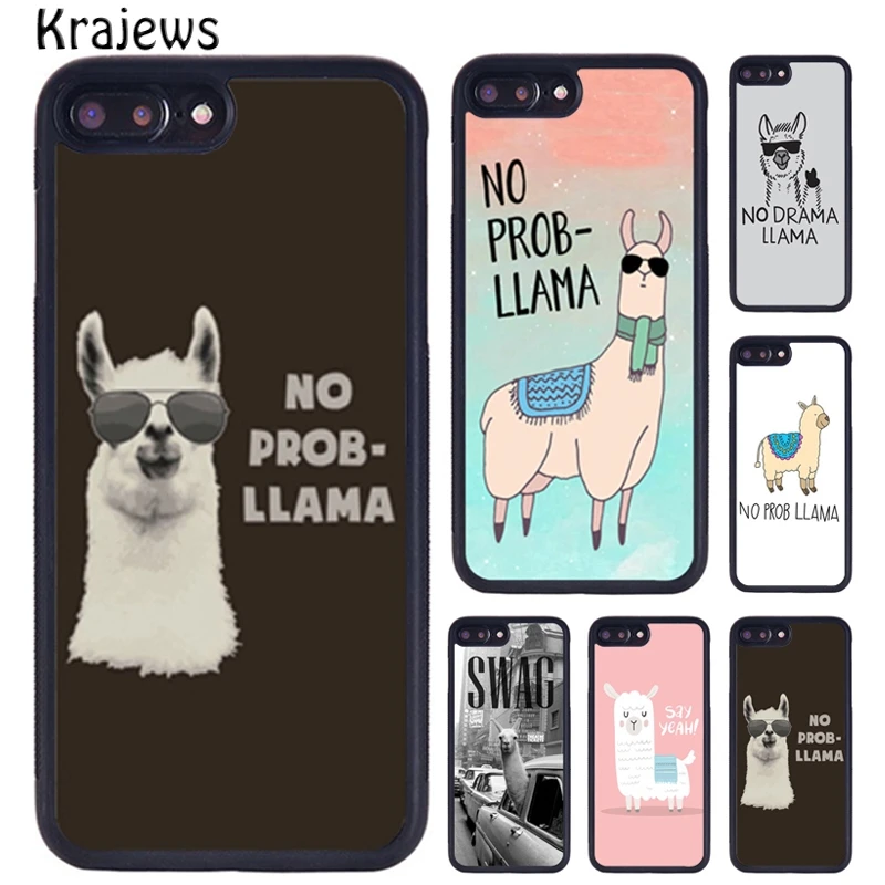 Krajews No Drama Prob Llama Phone Case For iPhone 16 15 14 X XR XS 11 12 mini 13 Pro MAX Plus cover shell coque