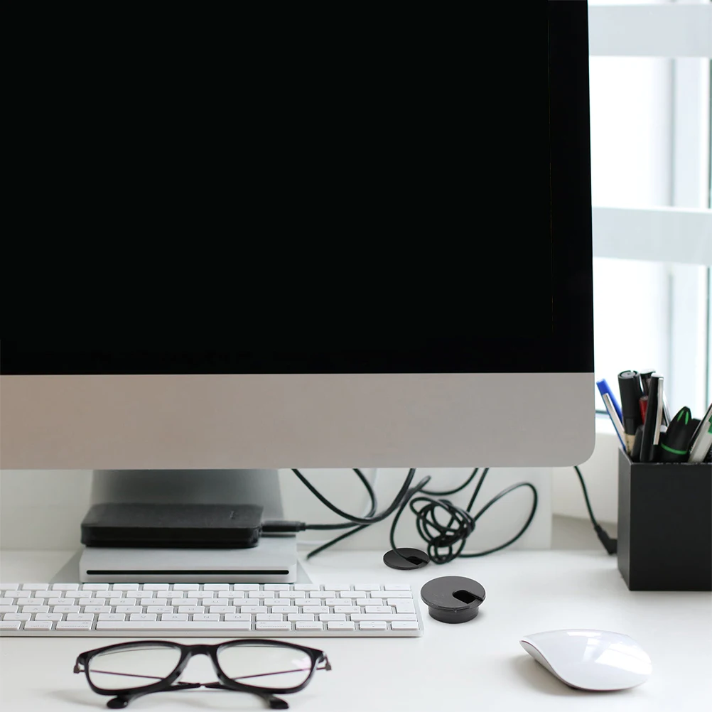 

30 шт., черные втулки, крышка отверстия для компьютерного стола, коробка для настольного кабеля, втулка для офисного кабеля, прочный пластик