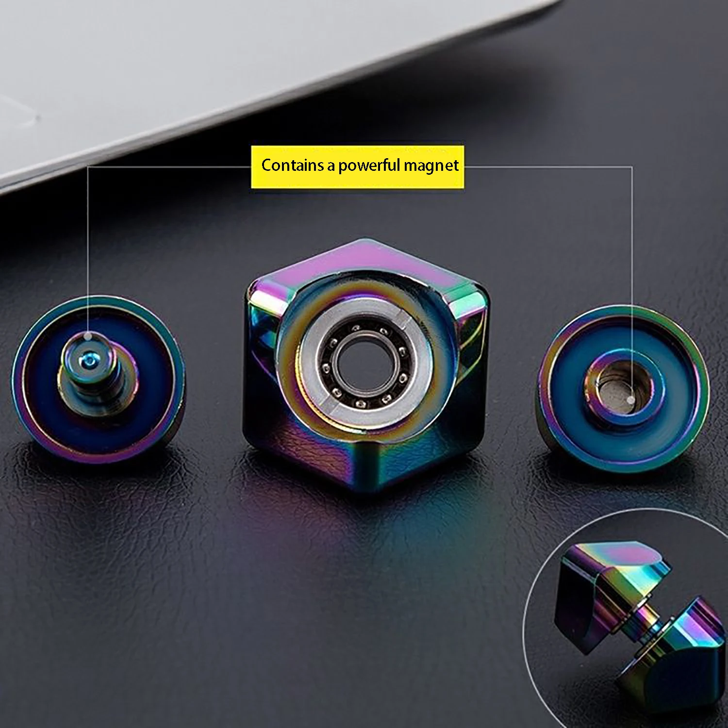 Colorful Fingertip Gyroscope Metal Aluminum Alloy Square Colorful Fingertip Leisure and Bored Decompression Toy