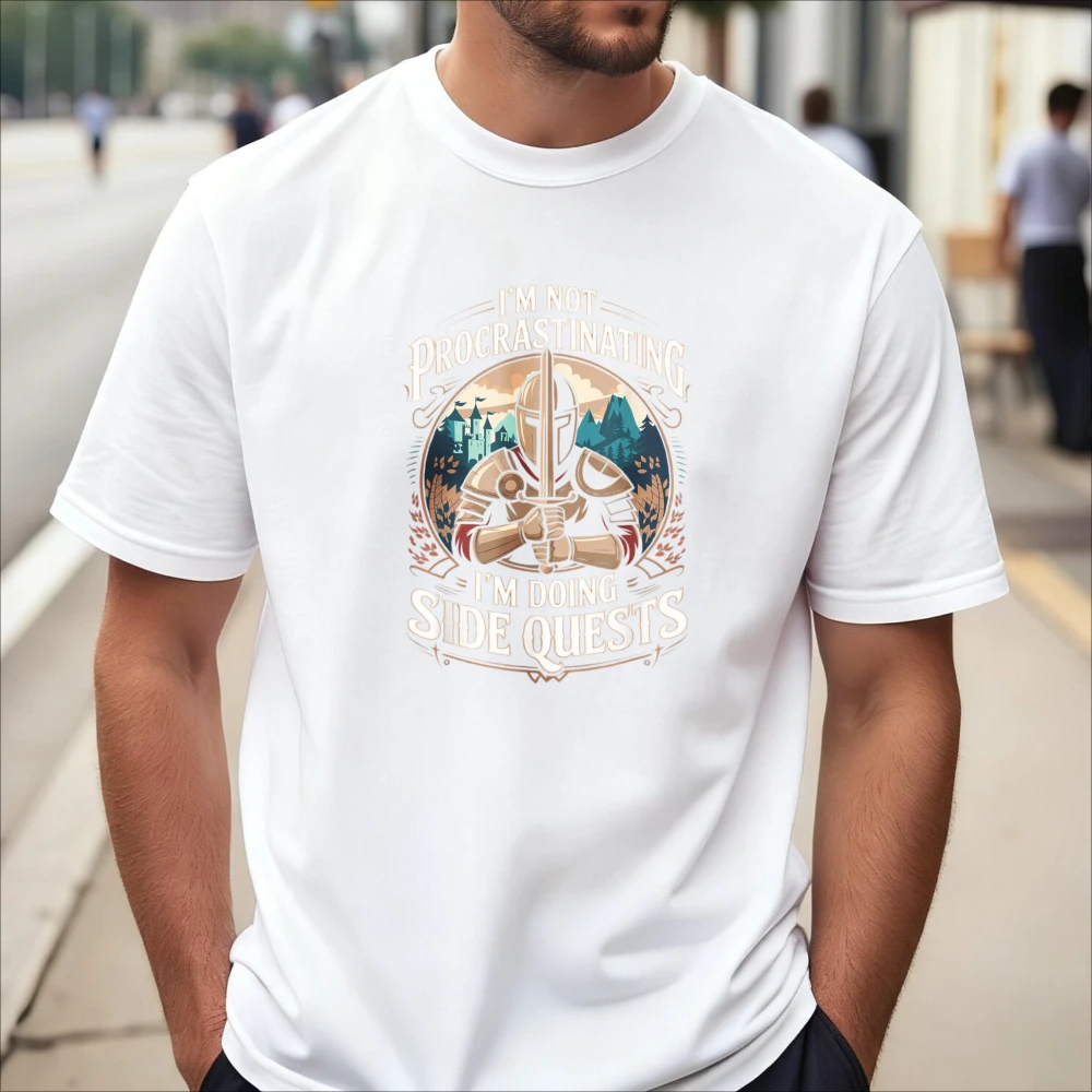 I'm Not Procrastinating Funny Side Quests Gamer T-Shirt Casual Fashion Loose Harajuku Man Women Clothing O-neck Short Sleeve Tee