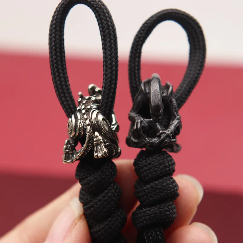 Alien Figurines Black Brass Paracord Knife Beads DIY Woven Lanyard Pendant Jewelry Accessories EDC Outdoor Charms for Bracelets