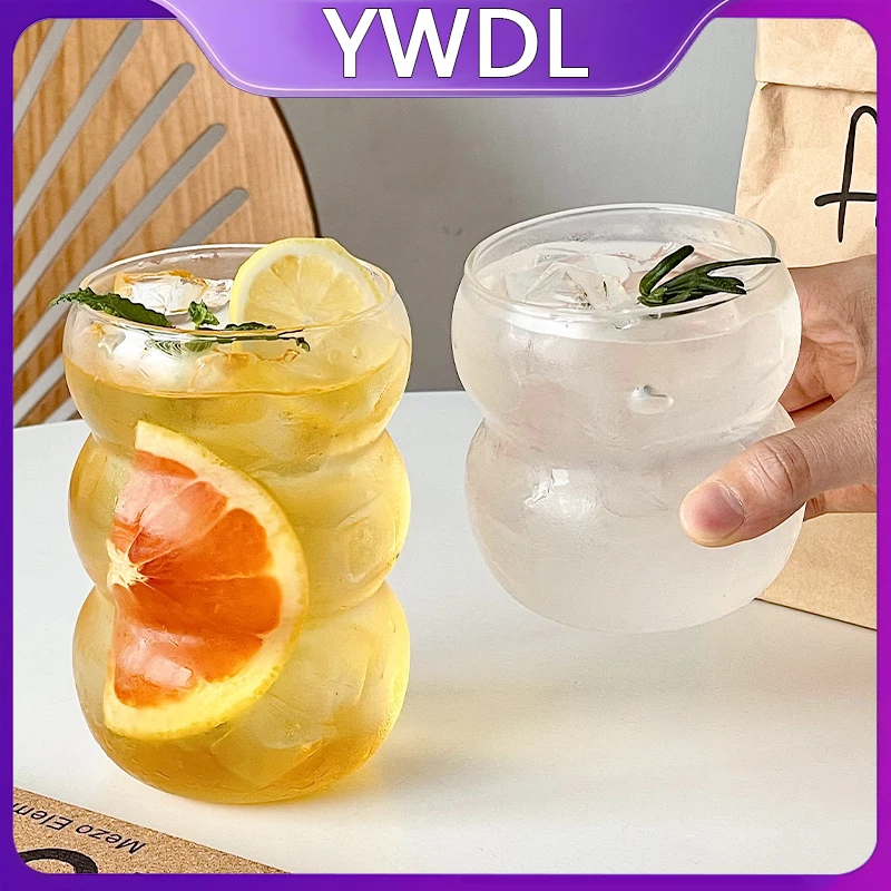 

1/2/4pcs Wave Shape Glass Cup Tumbler Beverage Beer Glasses Heat-resistant Clear Drinking Glasses For Juice Coffee Cocktail