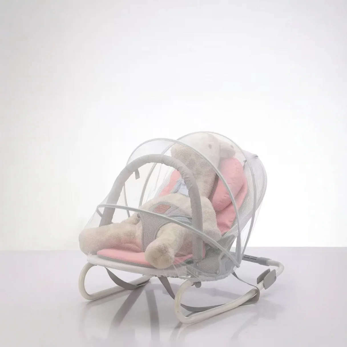 

Baby Rocking Chair Manual Rocker Sleep Cradle Indoor/Outdoor Use Adjustable Angle, Foldable, Removable and Washable