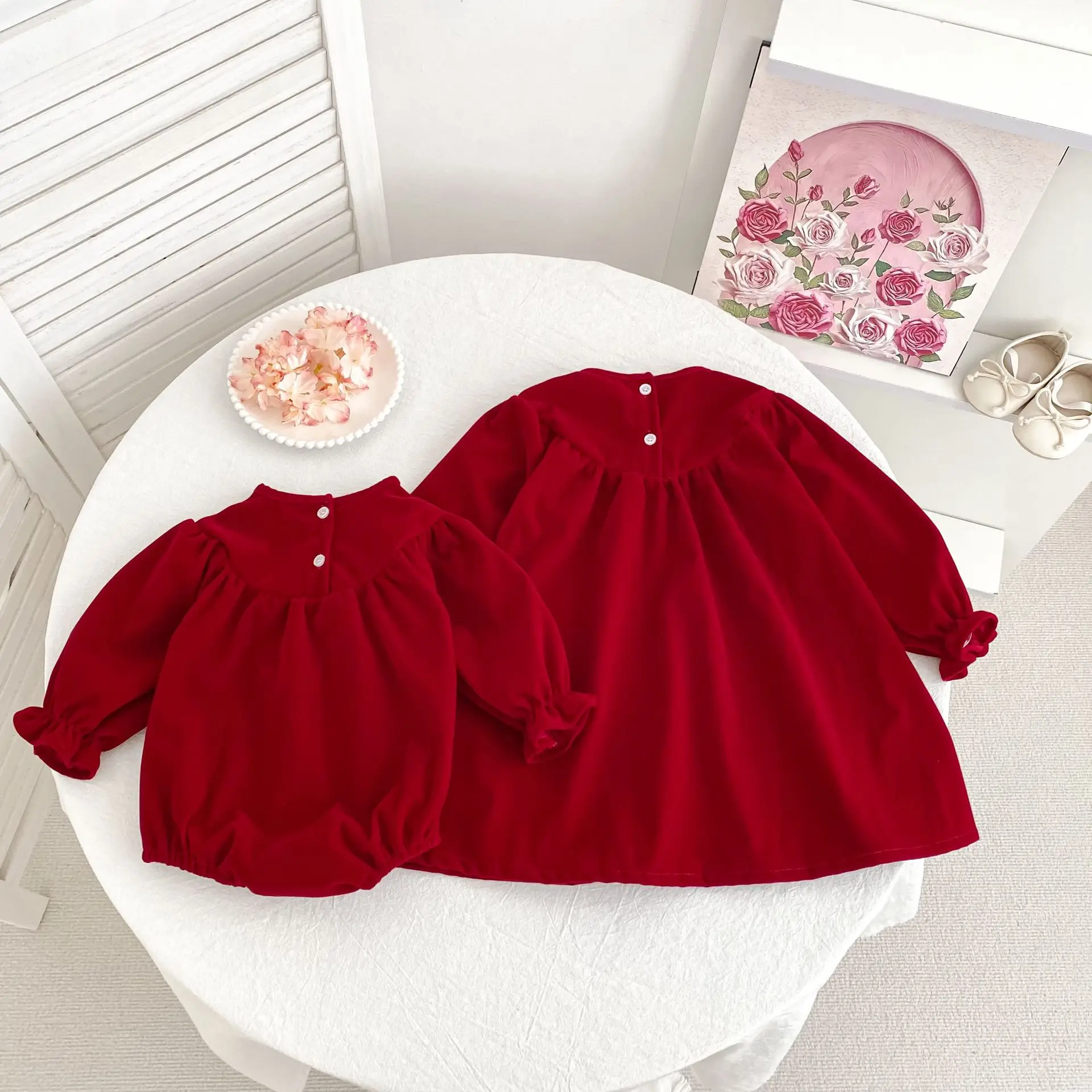 Weihnachten Schwestern Mädchen Prinzessin Kleid Neujahr Party Kleidung Baumwolle Spleißen Kinder Party Kleid Baby Bodys Schwestern Kleidung – Detail 19