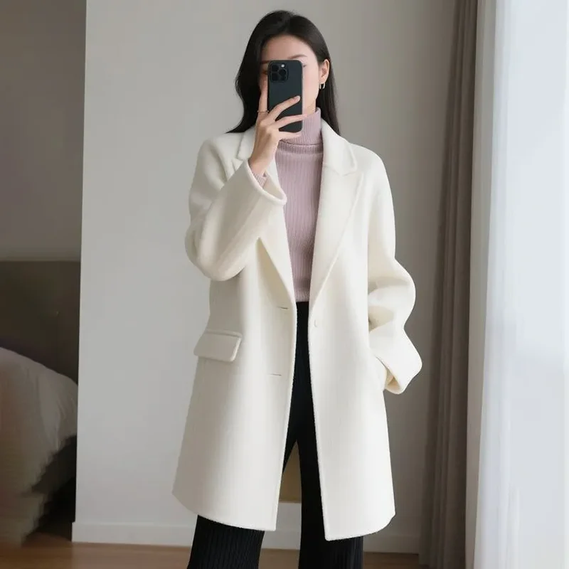 Woolen Trenchcoat Jacket Women's Overcoat 2026 Spring Autumn New Fashion High-End Loose Single-Breasted Commuter Woolen Coat