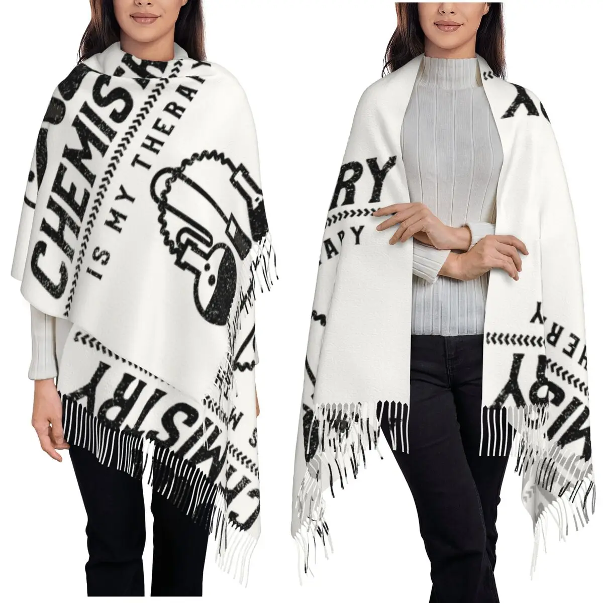 

Шарф «Химия — моя терапия» Шарфы с кисточками для женщин Мягкие теплые шали и накидки Большая осенне-зимняя шаль
