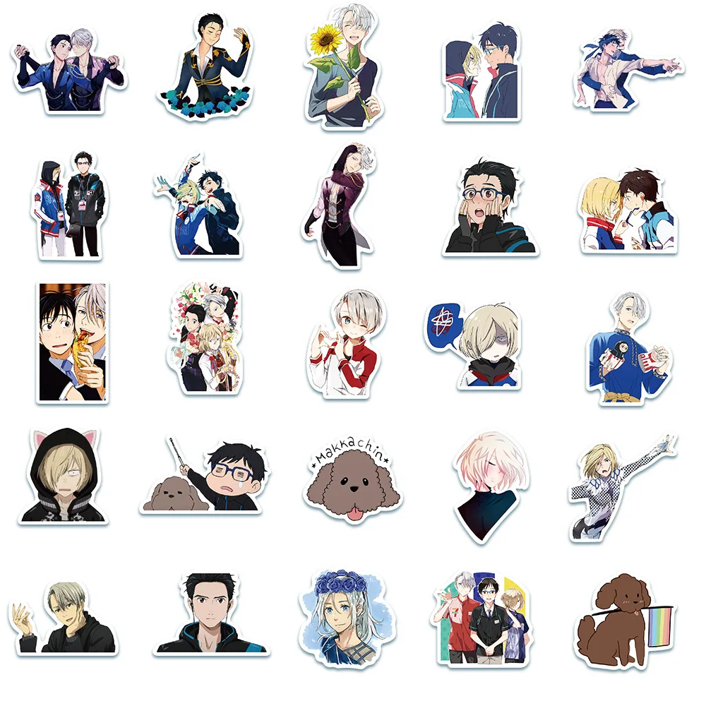50PCS Japanese Figure Skating Animations YURI!!! on ICE Ice Yuri's Skateboarding iPad Decorative Stickers view 2
