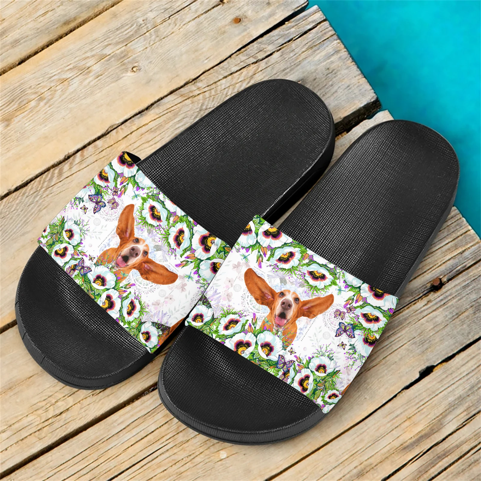 Summer Slippers Bathroom Non-Slip Basset Hound Design Cartoon Flip Flops Beach Slides Kids Sandals Slippers Indoor Outdoor 2023