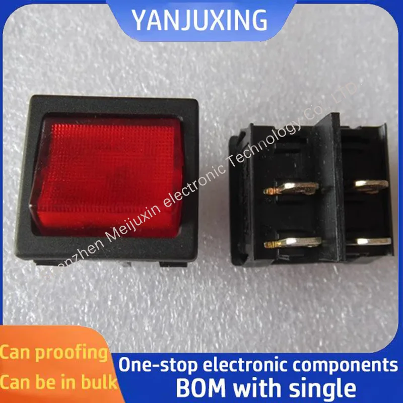 1PCS/LOT 21X24 R13-33 boat switch with lamp power supply 4-pin 2-position rocker arm switch 6A 250V