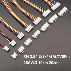 オスおよびメスケーブルコネクタ,26awg,jst xh2.54 xh 2.54mm, 2 3 4 5 6 7 8ピン,長さ10cm, 20cm,5セット