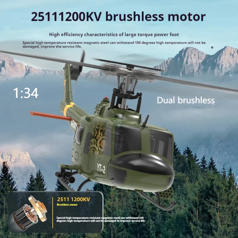 Yuxiang F07 1/34 Uh-1 Dual Brushless Helicopter Six-Channel Optical Flow Positioning Rc Helicopters Toys