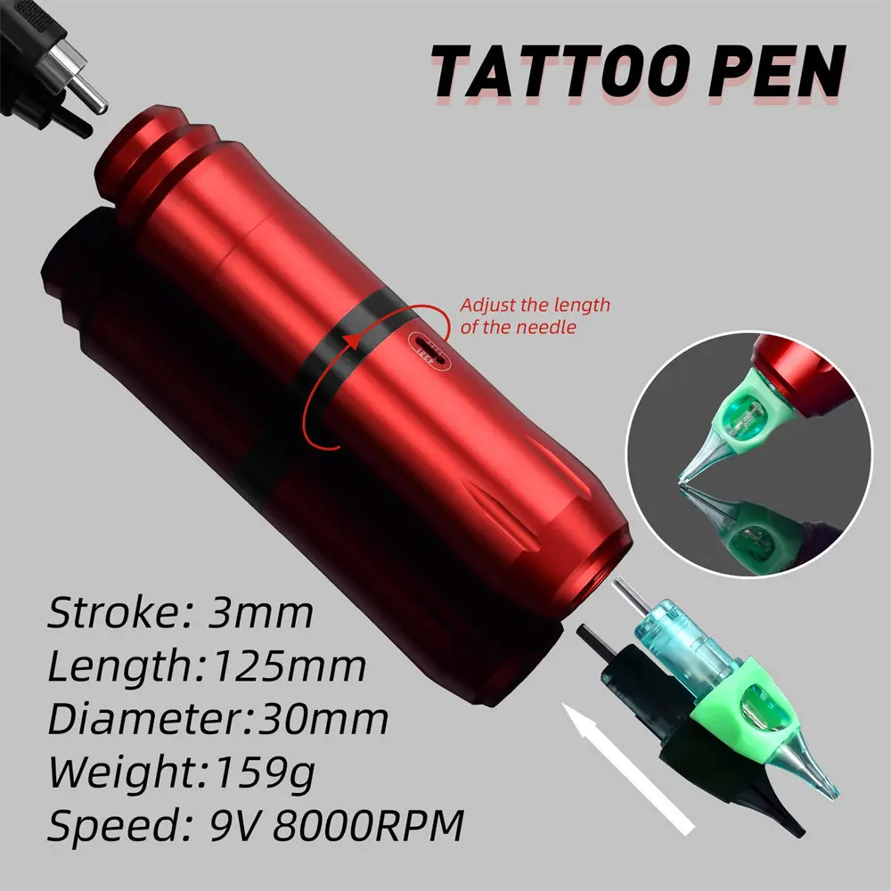 ATOMUS 20 قطعة إبر خرطوشة كاملة مجموعة الوشم للمبتدئين الروتاري ماكينة رسم الوشم التجميلي مجموعة أقلام إمدادات الطاقة اللاسلكية الوشم بندقية #6