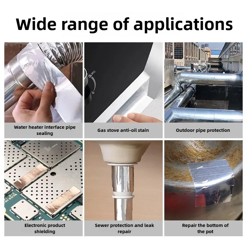شريط رقائق الألومنيوم المقاوم للحرارة، لاصق مانع للتسرب، رقع إصلاح مقاومة للماء لختم المطبخ والملصقات #5