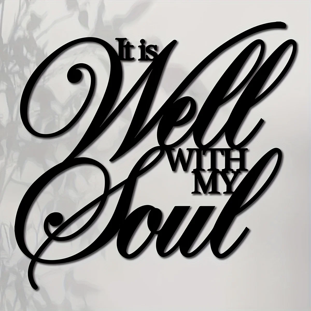 CIFBUY Metal It Is Well With My Soul Wall Sign, 2D Iron Cursive Script Quote Wall Decor, Religious Metal Wall Hanging