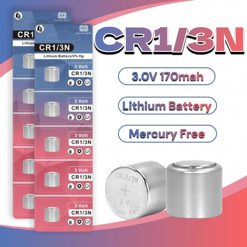 

3V 170mAh Lithium Button Cell Battery Compatible with CR1/3N DL-1/3N CR-1/3N CR13N for M6 M7 Camera Dog Bark Collar Laser Sight