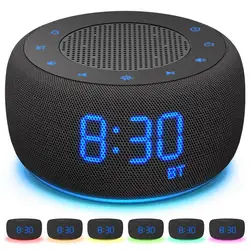 Bluetooth Alarm Clock FM Radio Digital Clock 7-Color Nightlight Music Player Snooze Table Clock Dimmable Bedside Lamp Home Decor