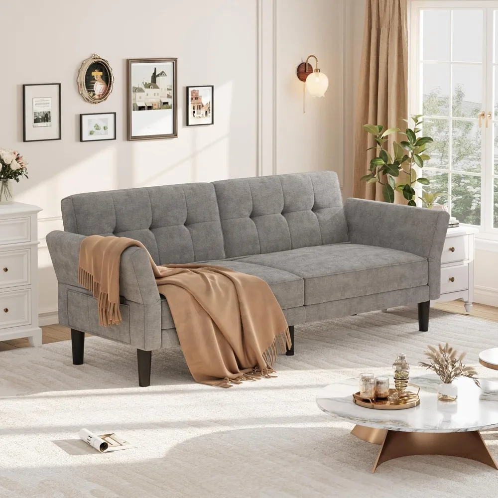 

GarveeHome 89" Futon Sofa Bed, Convertible Sleeper Sofa with Adjustable Backrest & Armrest, Modern Loveseat Sleeper for Living R