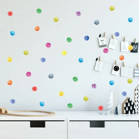 Väggklistermärken för barnrum, färgglada prickiga avtagbara dekaler för barnrum, dagis, lekrumsväggkonst, gör-det-själv-heminredning 10 best sales tapet för babyrummet - №9