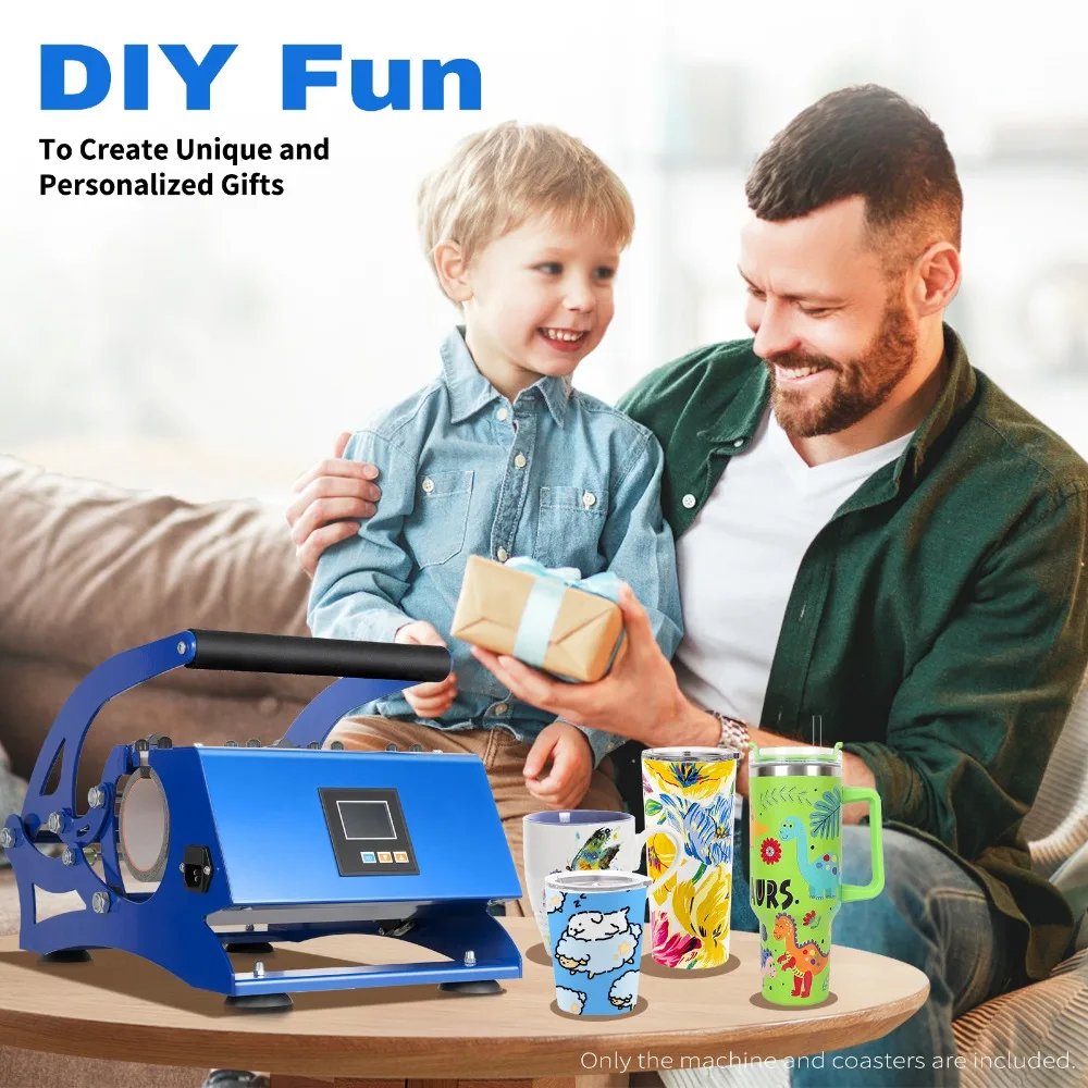 Cup Press Machine 600W Mug Sublimation Press Tumbler Mug Heat Press Machine 6 in 1 Hot Press Heat Press with 6 Coasters Transfer