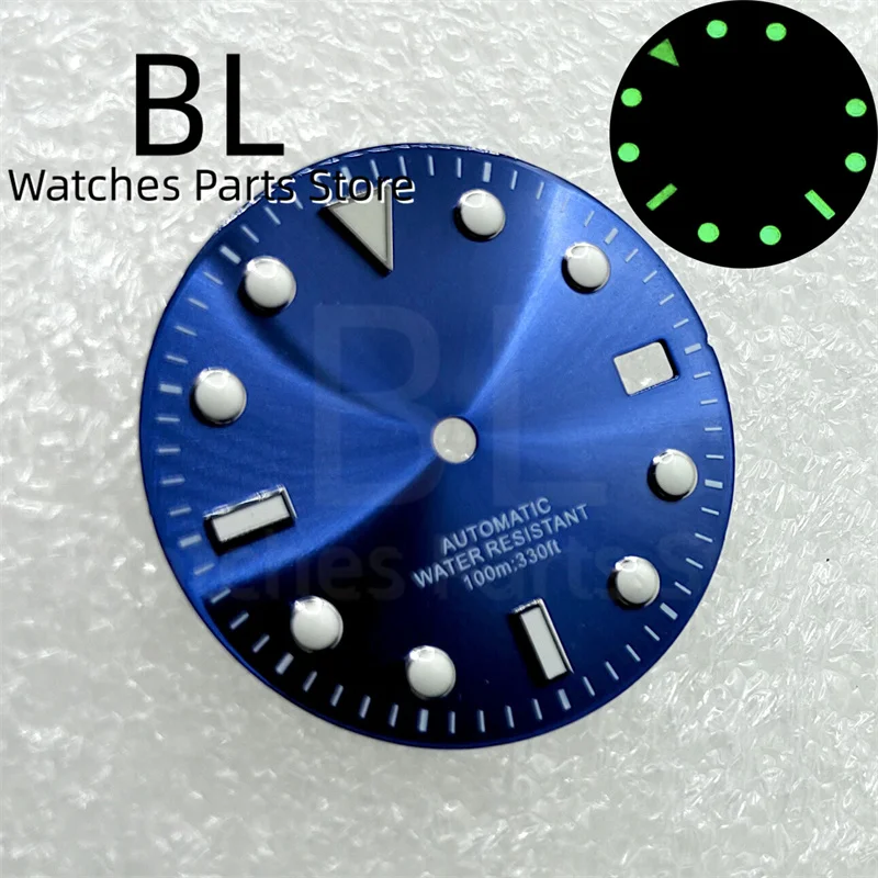 BLIGER 29mm Sunburst Watch Dial Green Luminous Fit NH35 Automatic Movement 3 O'clock Date Window Black Pink Red Gray BLUE Color