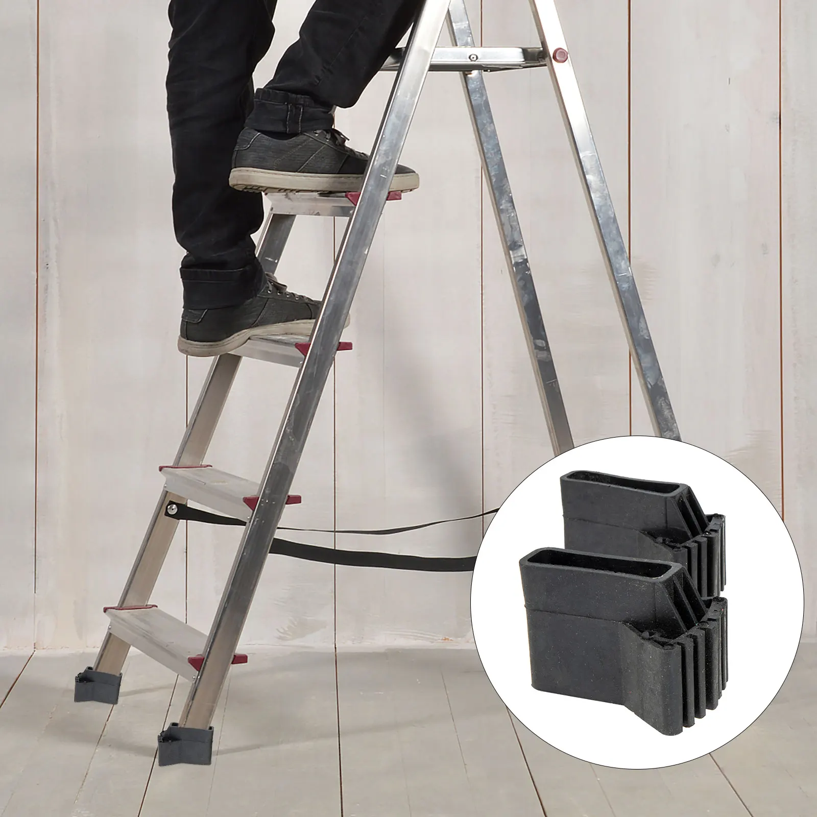 

4 Pcs Non-slip Ladder Feet Covers Durable Rubber Protectors Construction Tools Stable Anti-slip Foot Pads Replacement Bumpers
