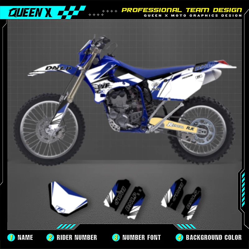

QUEEN X MOTO Custom Motorcycle Graphics Decals For YAMAHA WRF250 450 2003 2004 2005 2006 Motorcycle Decal Stickers