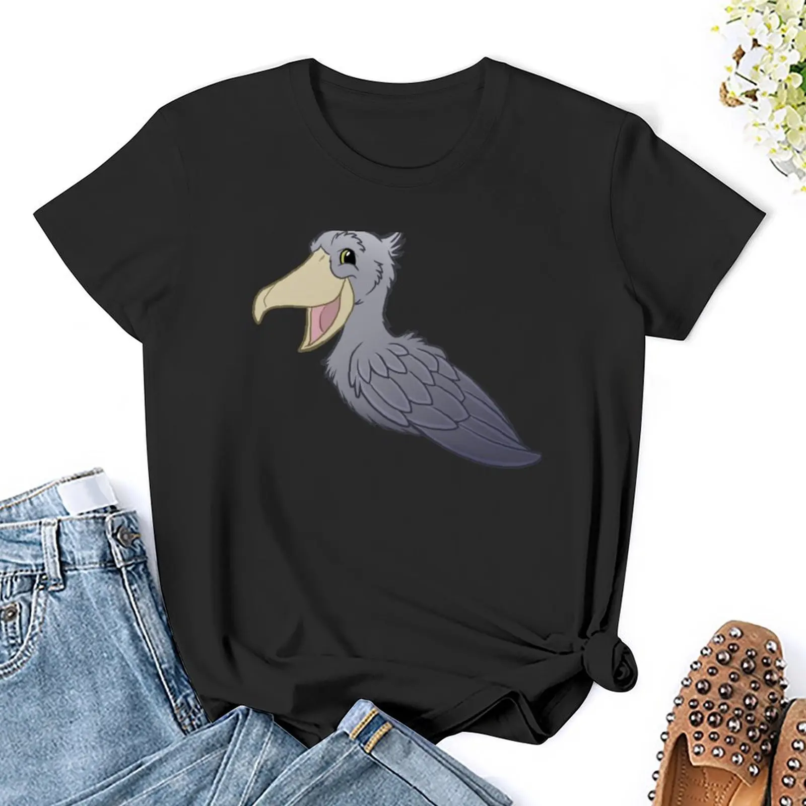 Smiling Shoebill T-Shirt Blouse kawaii clothes cute tops Short sleeve tee Women clothing