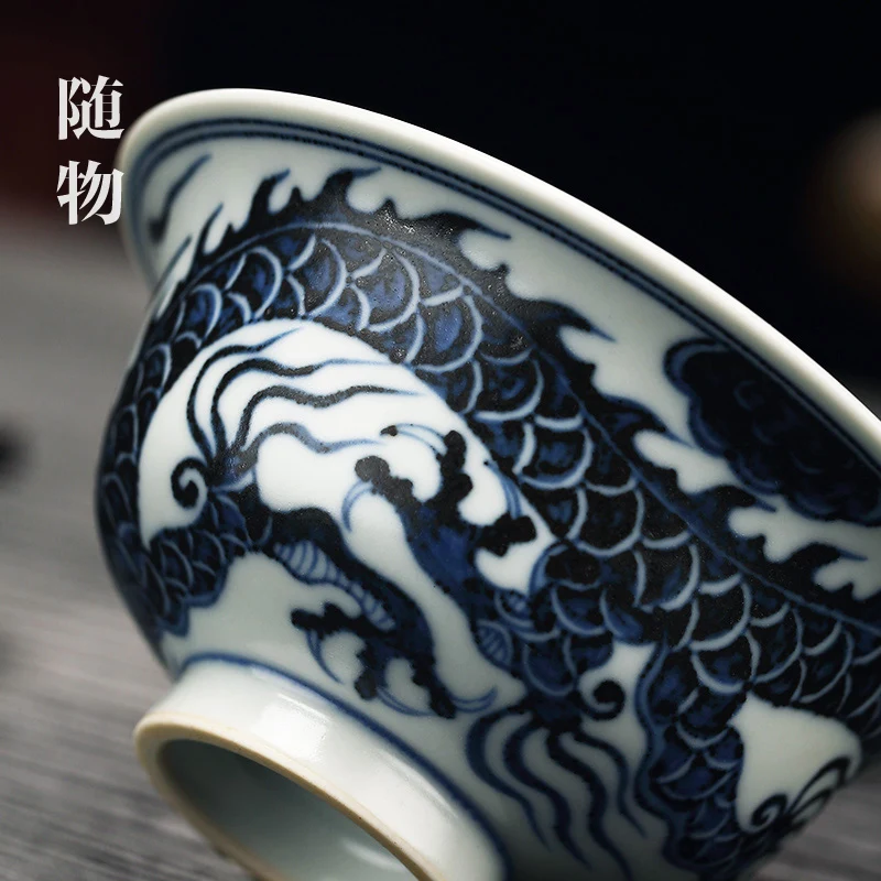 Imagem -05 - Jingdezhen Pure Handmade Azul e Branco Porcelana Master Bowl Pessoal Único Ceramicc Cup Gift Tea Grupo High-end