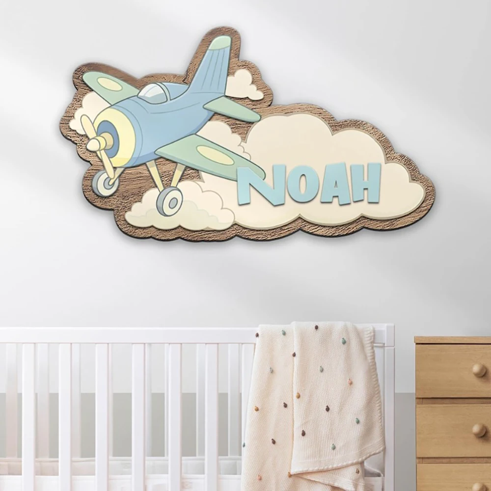 Personalized Wooden Name Signs Shaped Like Airplanes, Custom Door Signs for Rooms, And Gifts Suitable for Celebrations, Birthday