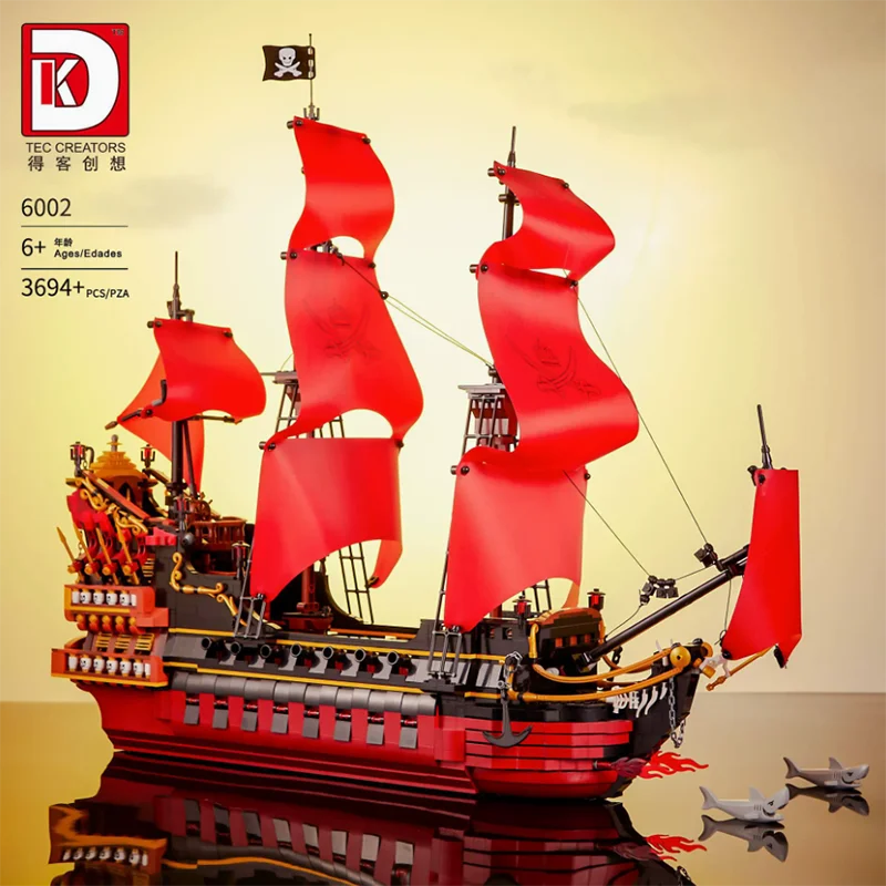 3694PCS Classic Corsair series DK6002 Queen Anne's Revenge war ship blocks assembled toy model building blocks set adults