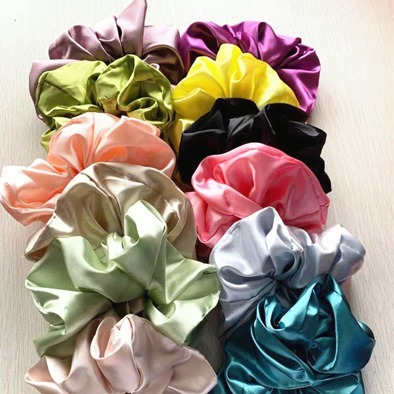 Oversized Scrunchies Rubber Hair Ties Elastic Hair Bands Girs Ponytail Hairstyle Smooth Satin Hair Rings For Women Accessories image 4