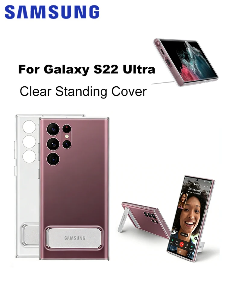 Oryginał dla Samsung Galaxy S22 Ultra Clear Standing Cover Przezroczyste etui ochronne Regulowany kąt widzenia EF-JS908CTEG — zdjęcie produktu 7