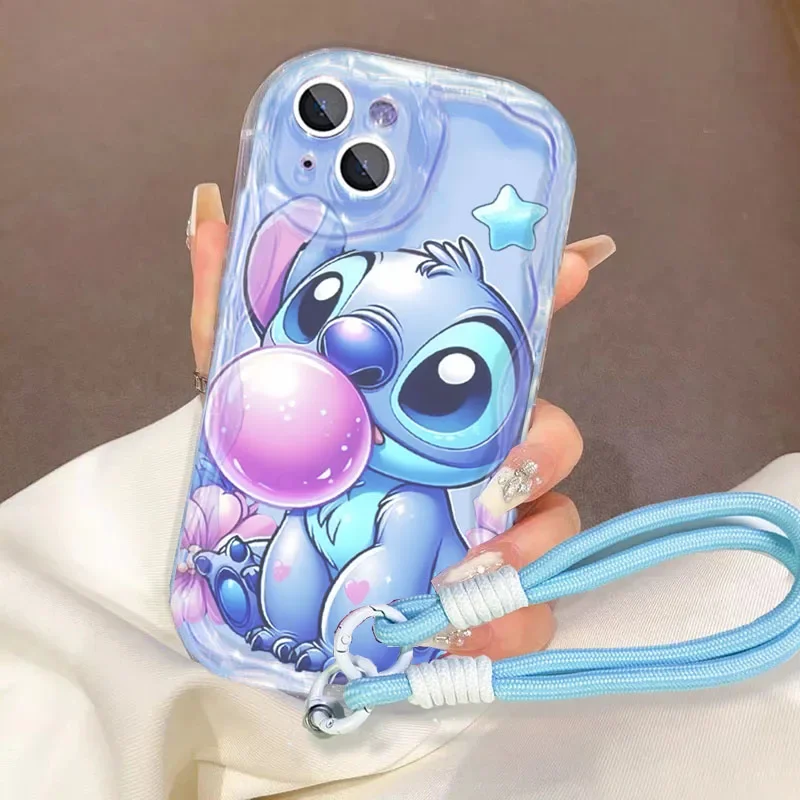Stitch Lanyard Case For Infinix Hot 50 30i 40i 30 Play Note 30 40 50 Pro Plus GT 30 Pro Smart 9 8 7 Tecno Spark 20 20C Cover