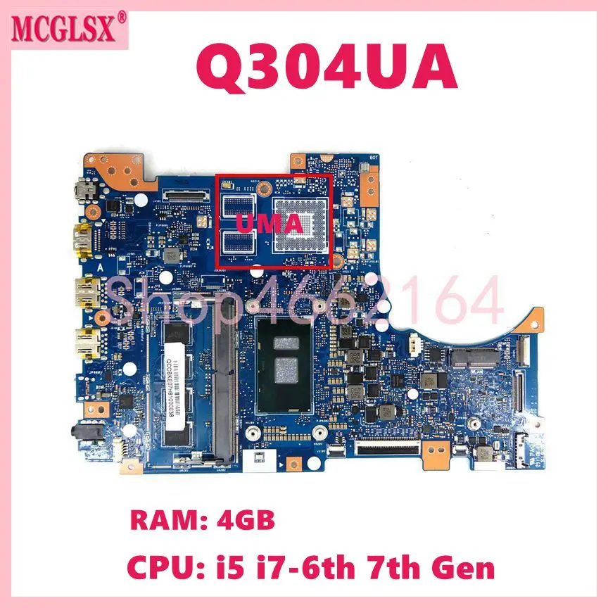 Q304UA with I3 I5 I7-7th Gen CPU 4GB-RAM Mainboard for ASUS Q304U Q304UA Q304 Q304UAK Laptop Motherboard DDR4 100% Tested OK