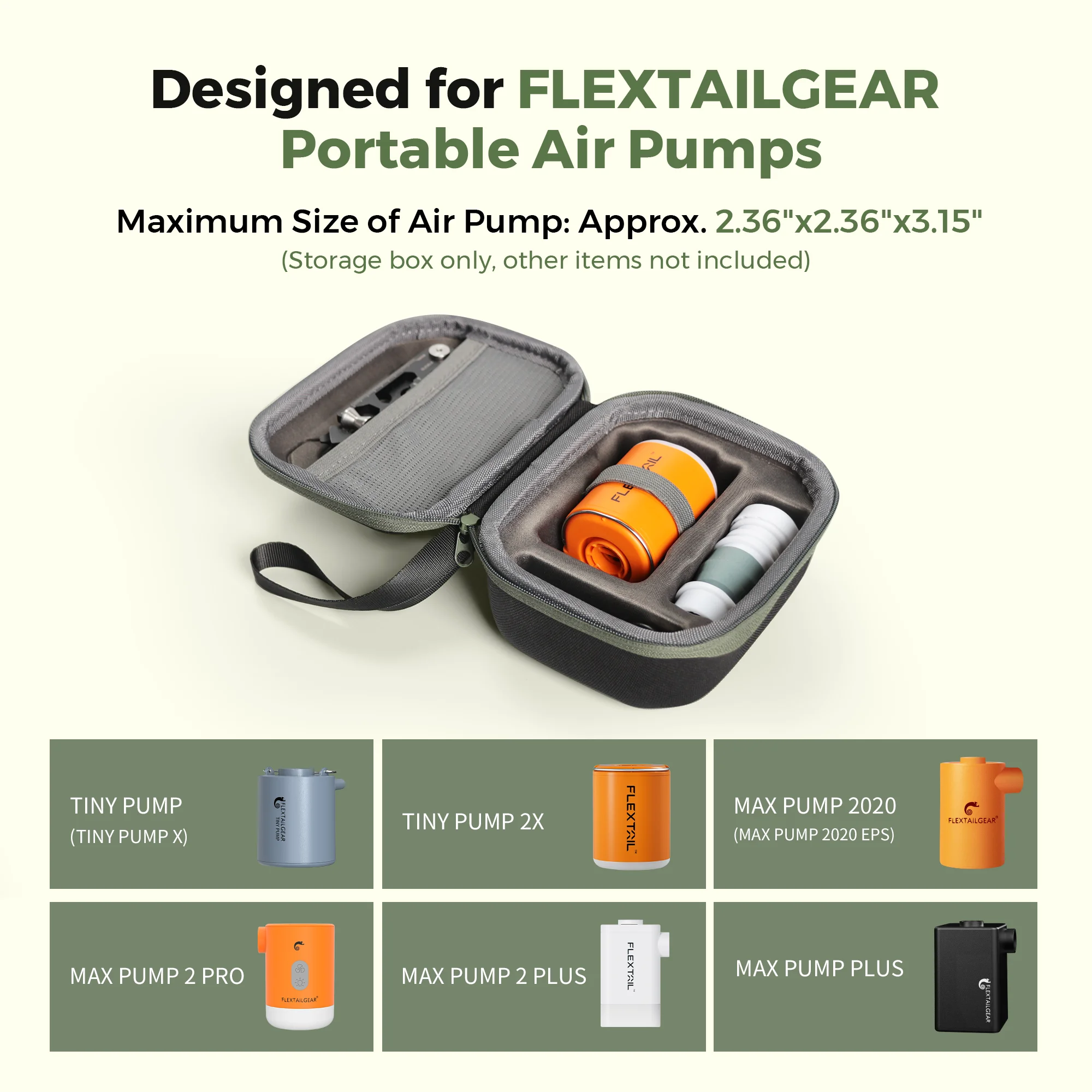 FLEXTAIL Compact Travel Case Protective Organizer Mini Storage Box for TINY PUMP and MAX PUMP, Air Nozzles, Cables