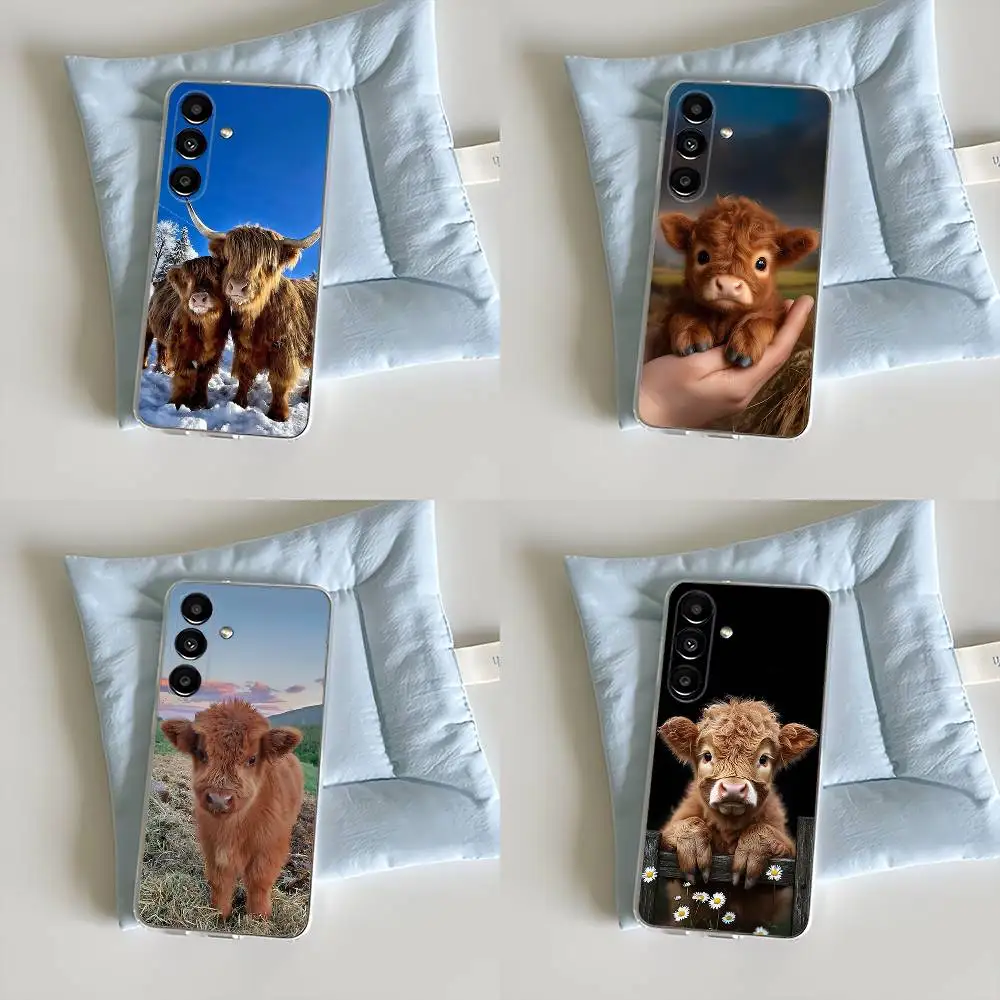

Cute Highland Cow Phone Case For Samsung S30,23,21,22,20, FE lite,S10,9,8,7 PIus Note20ultra Transparent
