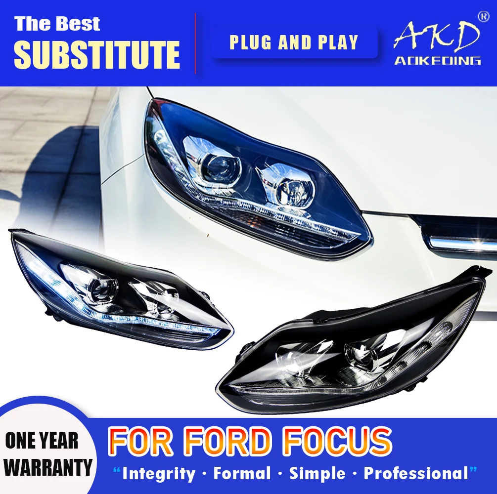 

AKD Head Lamp for Ford Focus LED Headlight 2012-2014 Headlights Focus DRL Turn Signal High Beam Angel Eye Projector Lens