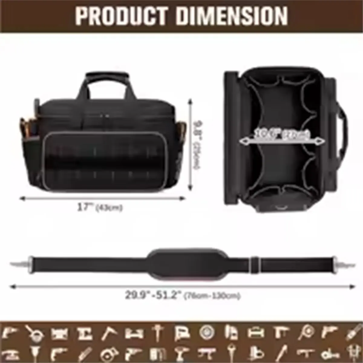 Wide-Mouth Tote Bag, Electrician'S Tool Bag, Adjustable Shoulder Strap, Large Tool Bag Organizer.